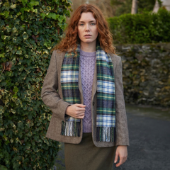 100% Irish Wool Scarf - Dress Gordon Tartan Plaid, 12