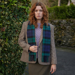 100% Irish Wool Scarf - Blackwatch Tartan Plaid, 12