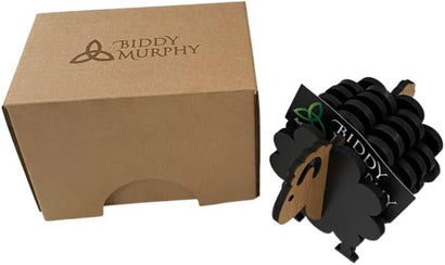 4" Baa-rilliant Irish Oak Wood Drink Coasters with Holder (Set of 4) - Cute Sheep Design, Absorbent