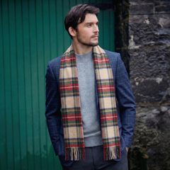 100% Irish Wool Scarf -  Dress Stewart Tartan Plaid, 12