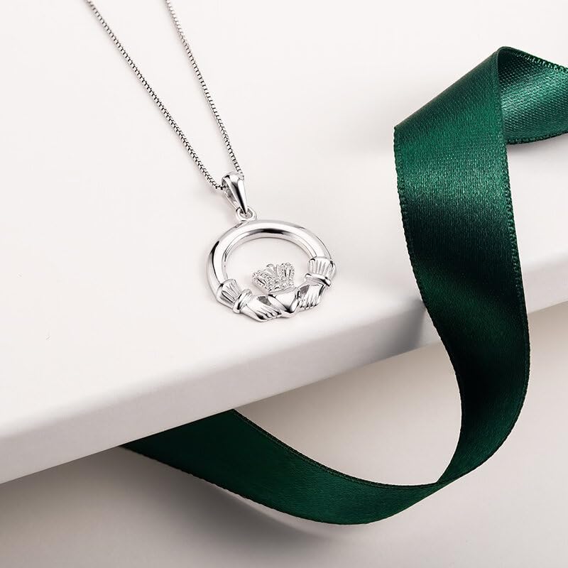 Sterling Silver Irish Claddagh Pendant Necklace