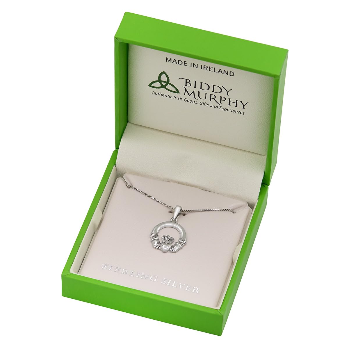 Sterling Silver Irish Claddagh Pendant Necklace