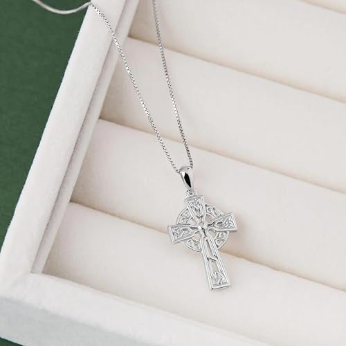 Irish Sterling Silver Small Celtic Cross Necklace for Women