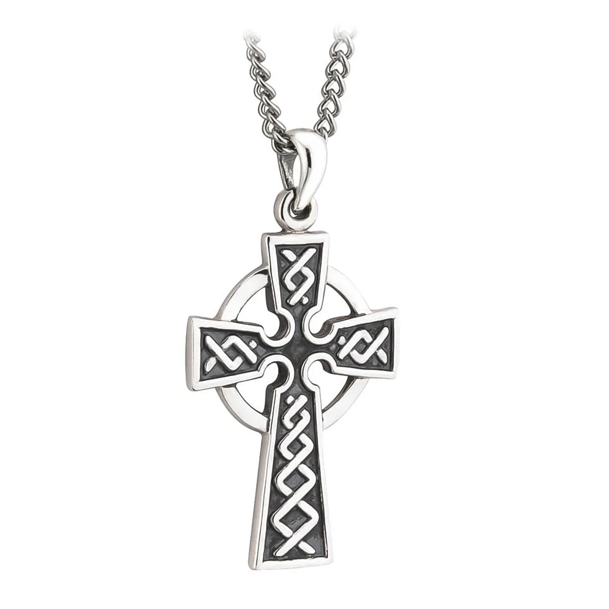 Irish Mens Celtic Cross Necklace: Unique Design in Sterling Silver