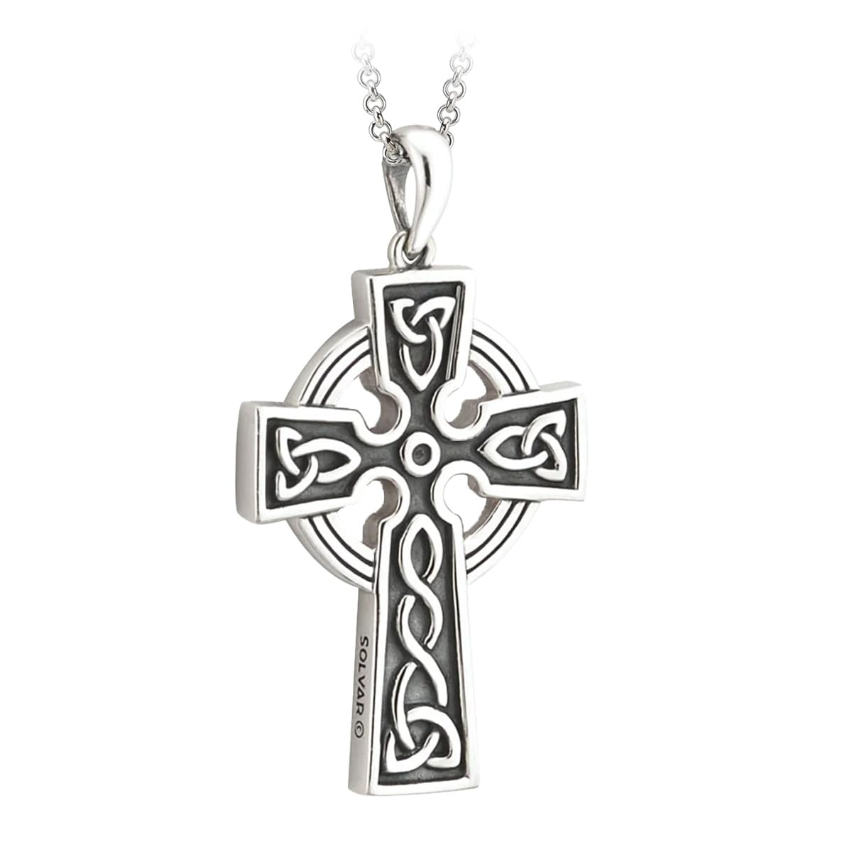 Men's Double-Sided Sterling Silver Celtic Cross Necklace