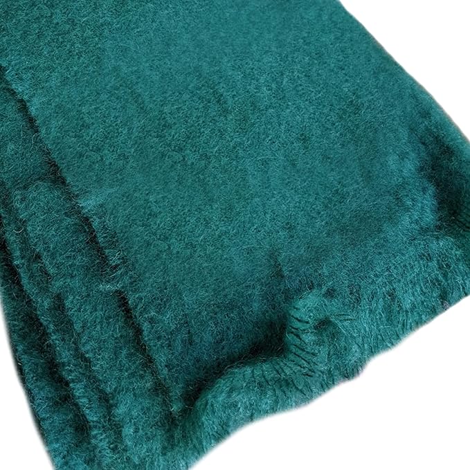 Irish Mohair Throw Blanket – Solid Green, 70% Mohair Wool Blend (54" x 72"), Made in Ireland