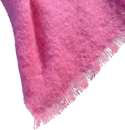 Irish Mohair Throw Blanket – Solid Pink, 70% Mohair Wool Blend (54" x 72"), Made in Ireland