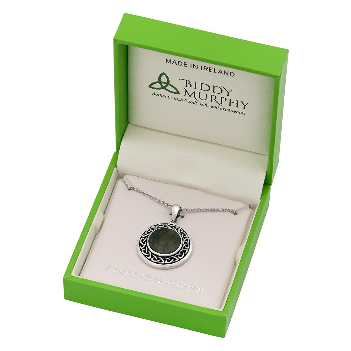 Connemara Marble Celtic Necklace: Sterling Silver, Ireland