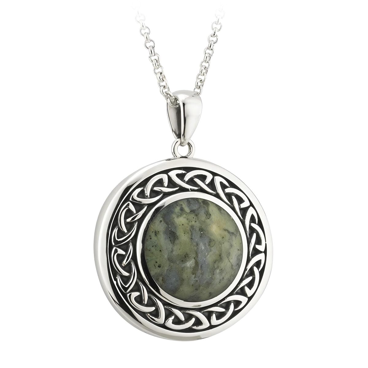 Connemara Marble Celtic Necklace: Sterling Silver, Ireland