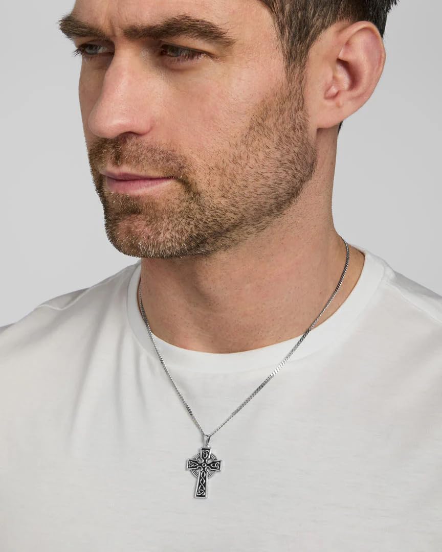 Men's Double-Sided Sterling Silver Celtic Cross Necklace