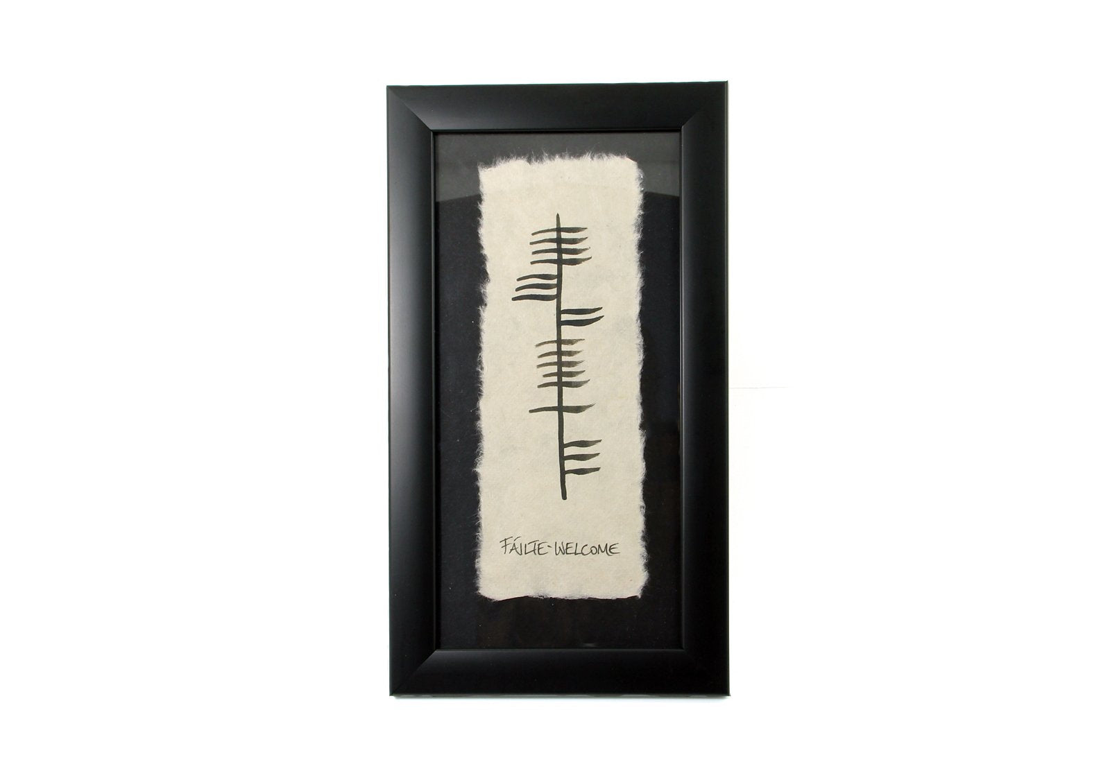 Irish Fáilte Ogham Welcome Wall Art, 11 x 6 in – Hand Scripted Celtic Writing, Framed with Glass, Made in Ireland