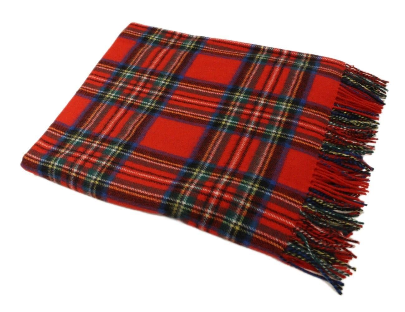 100% Irish Wool Tartan Throw Blanket - Royal Stewart Red Plaid (54" x 71")