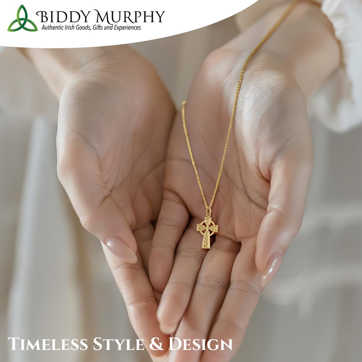 10K Gold Irish Small Celtic Cross Necklace