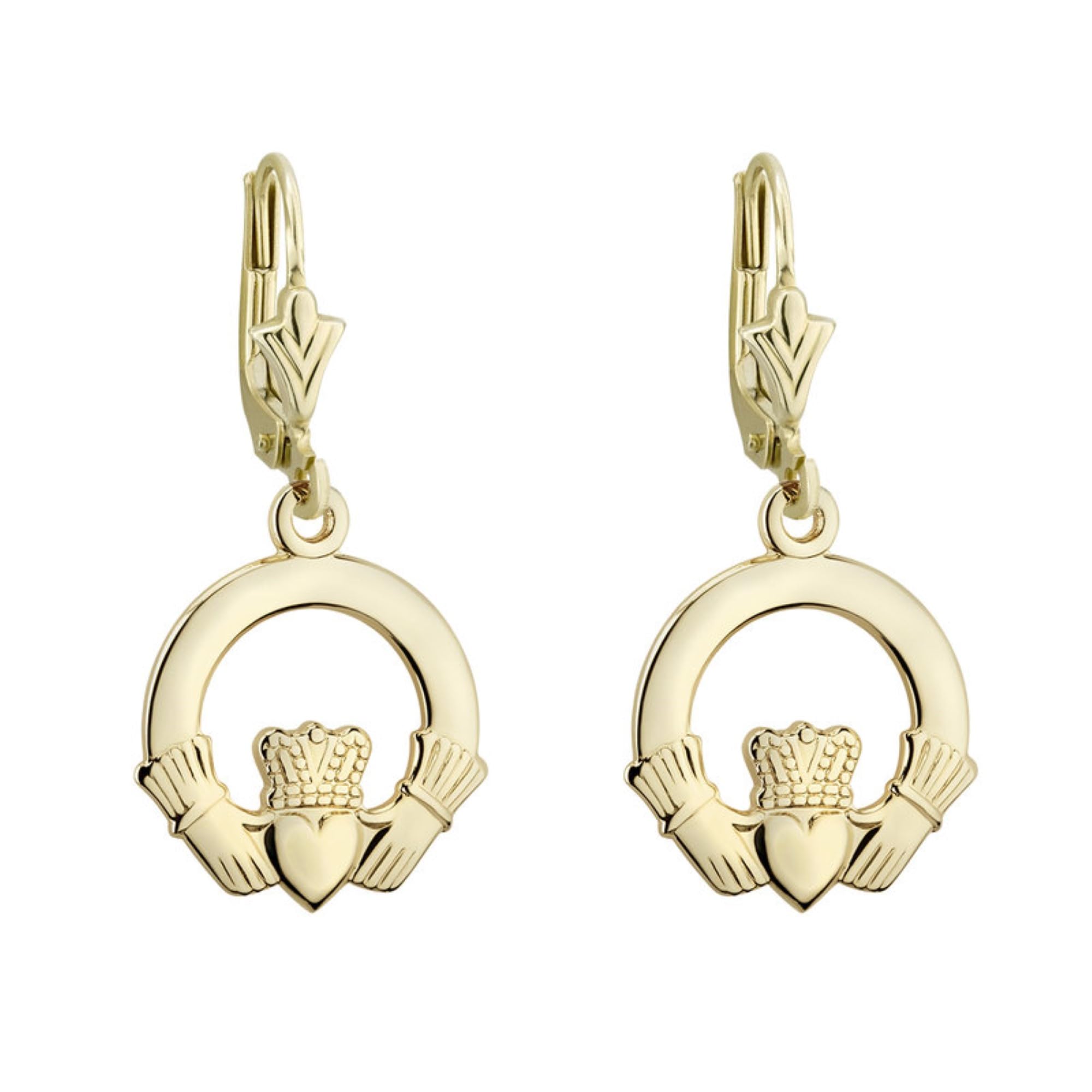 14K Gold Claddagh Dangle Earrings: A Touch of Irish Elegance