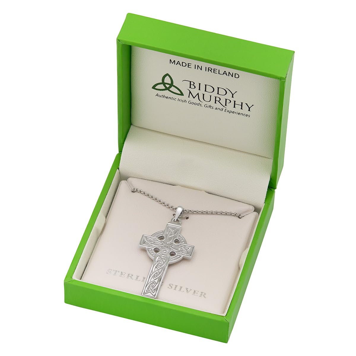 Sterling Silver Irish Celtic Cross Necklace - Large and Heavy