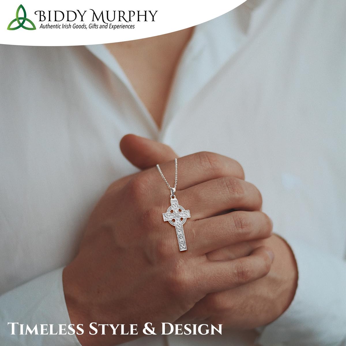 Sterling Silver Irish Celtic Cross Necklace - Large and Heavy