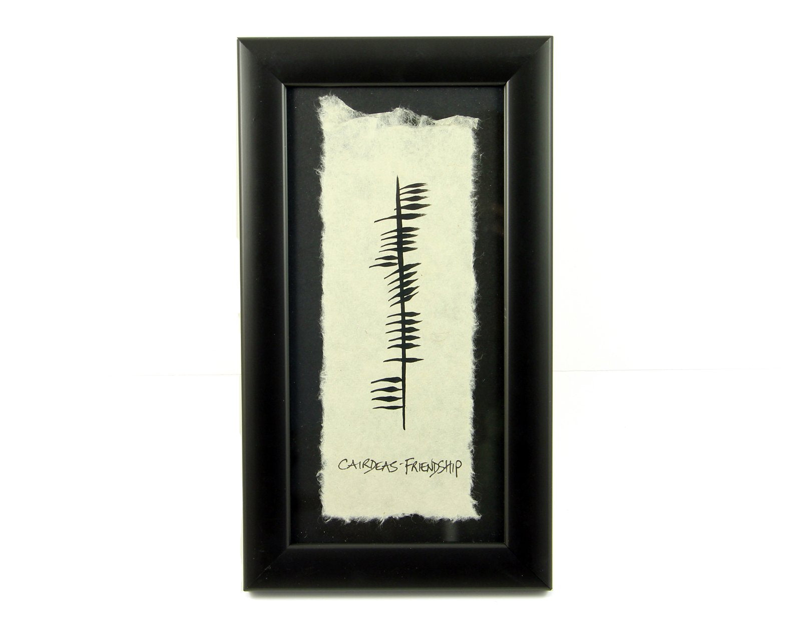 Irish Cairdeas Friendship Ogham Wall Art – Hand Scripted Celtic Writing, Framed, Made in Ireland