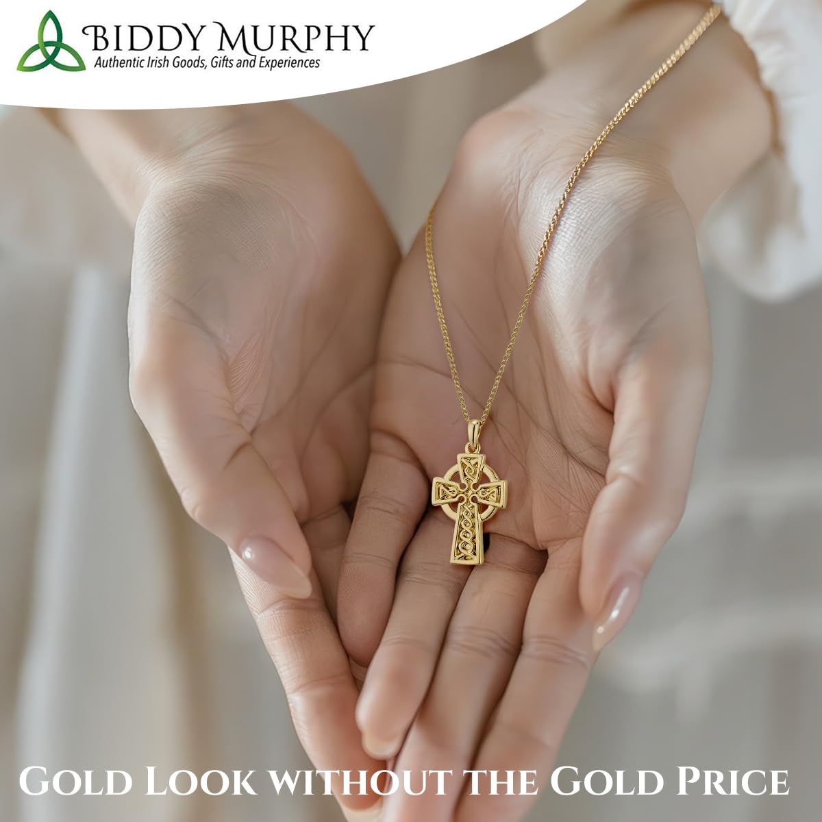 Gold-Plated Irish Celtic Cross Necklace