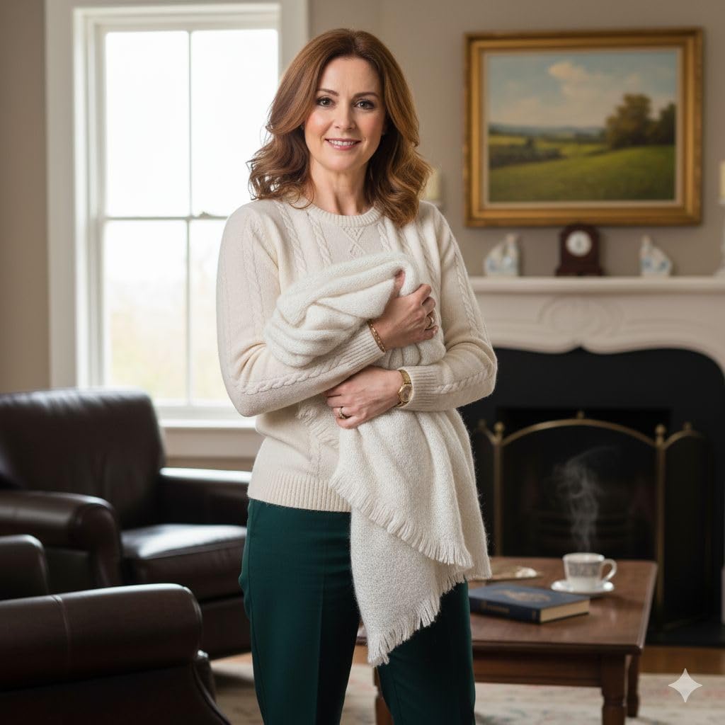 Irish Mohair Throw Blanket - Solid White, 70% Mohair Wool Blend (54" x 72")