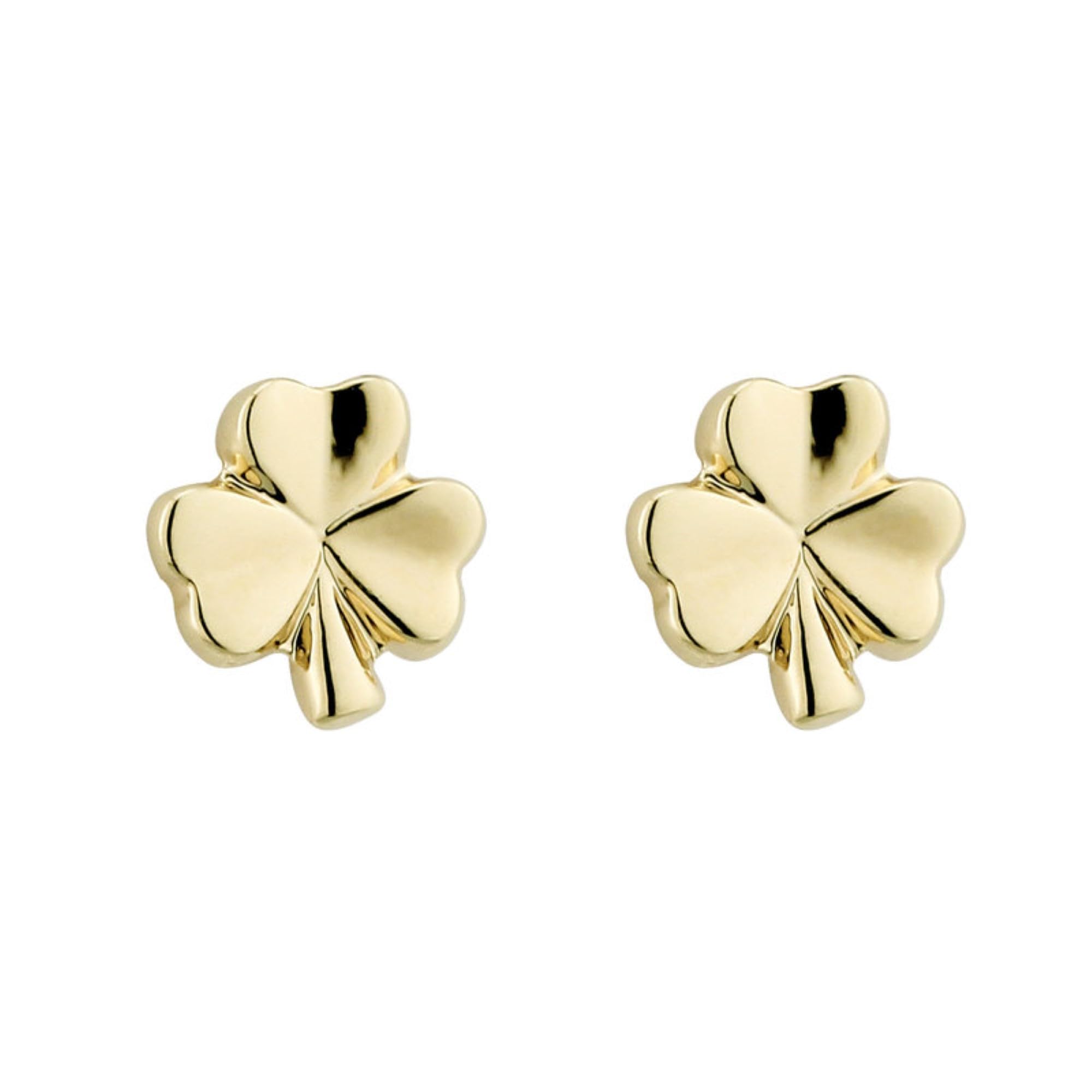 Gold-Plated Irish Shamrock Stud Earrings