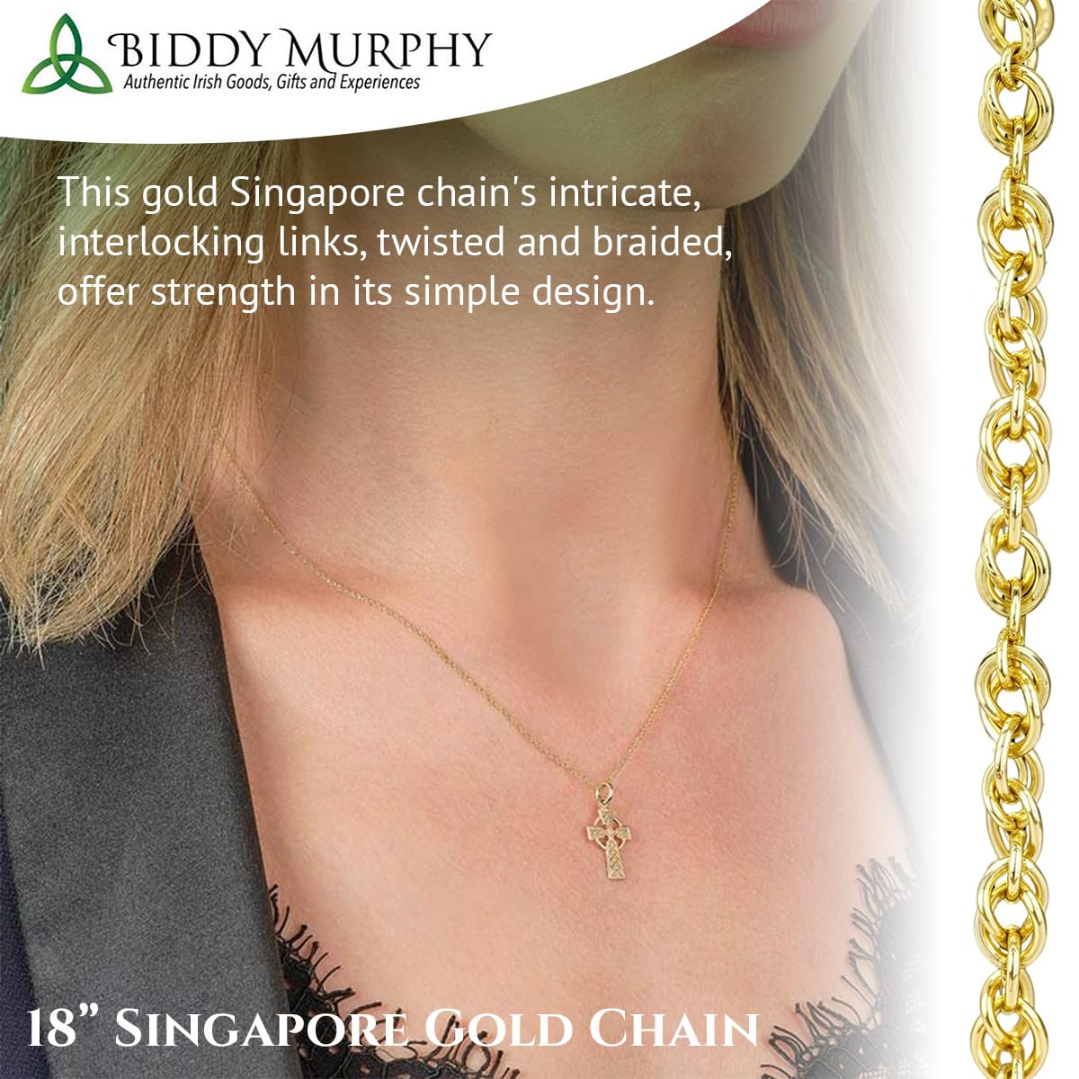 10K Gold Irish Small Celtic Cross Necklace