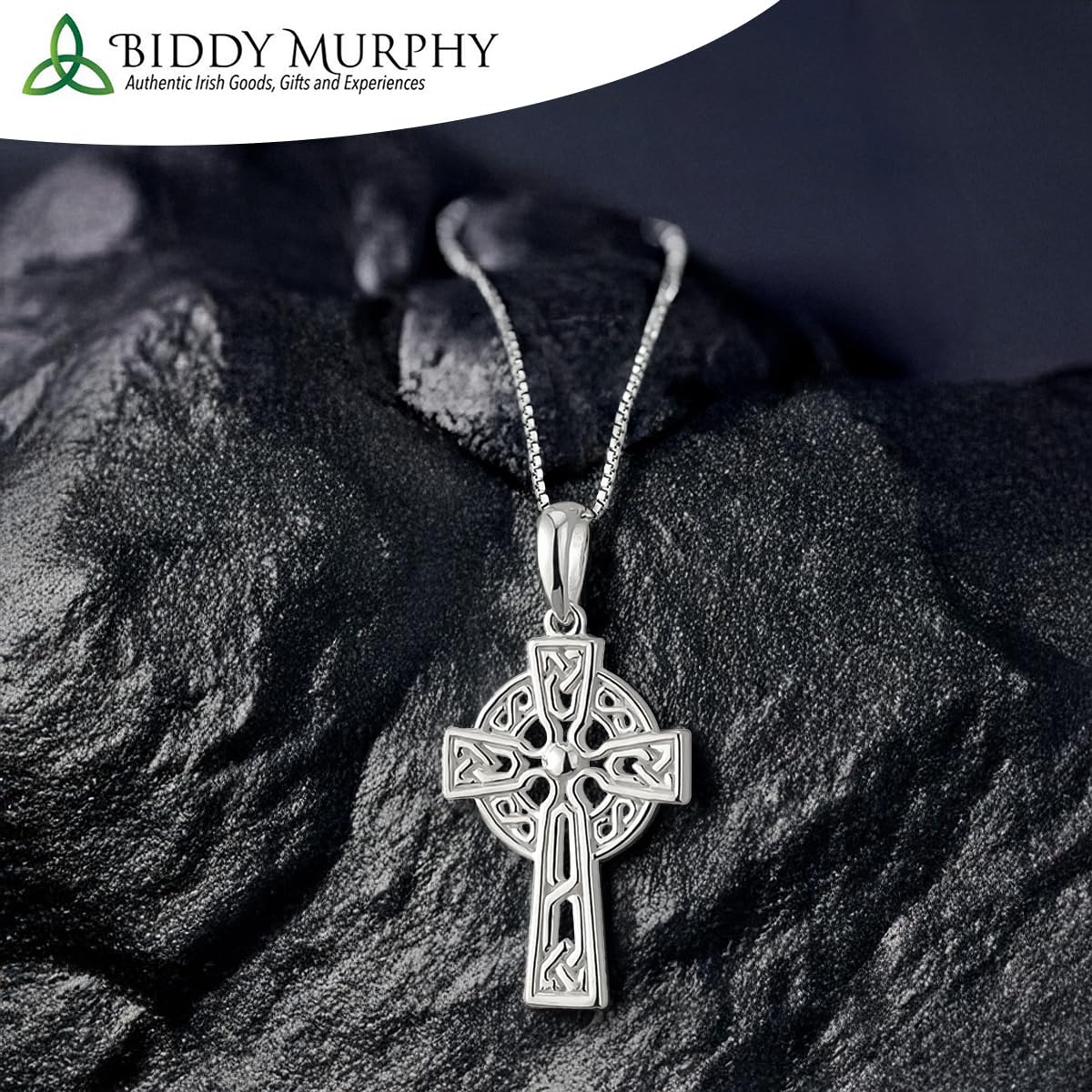 Sterling Silver Irish Filigree Celtic Cross Pendant Necklace