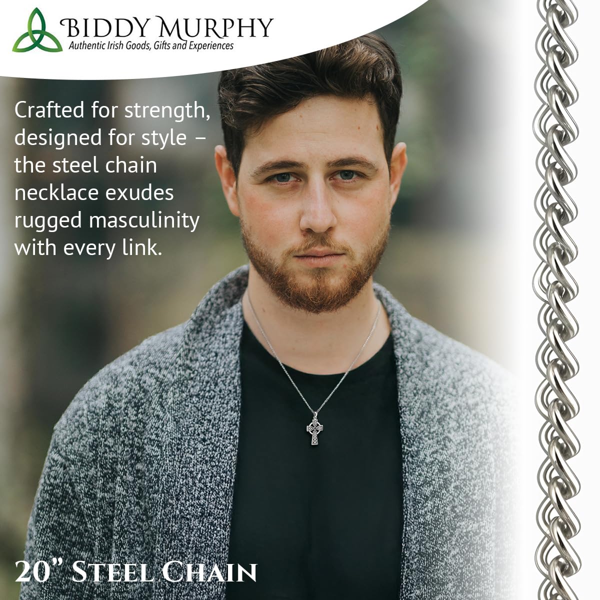 Irish Mens Celtic Cross Necklace: Unique Design in Sterling Silver