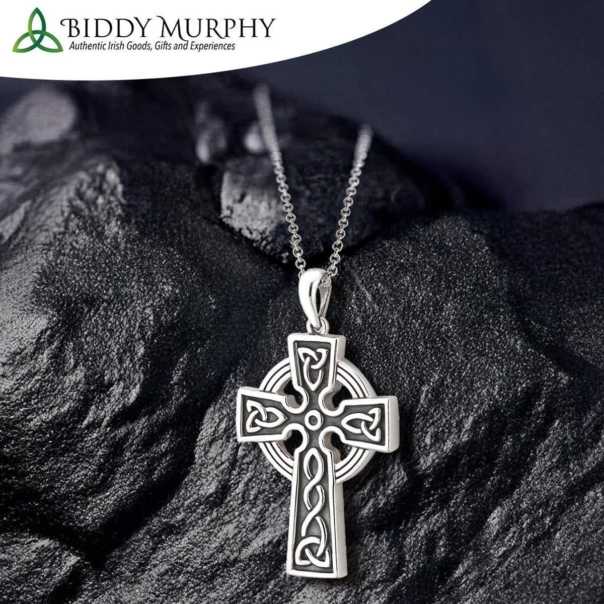 Men's Double-Sided Sterling Silver Celtic Cross Necklace