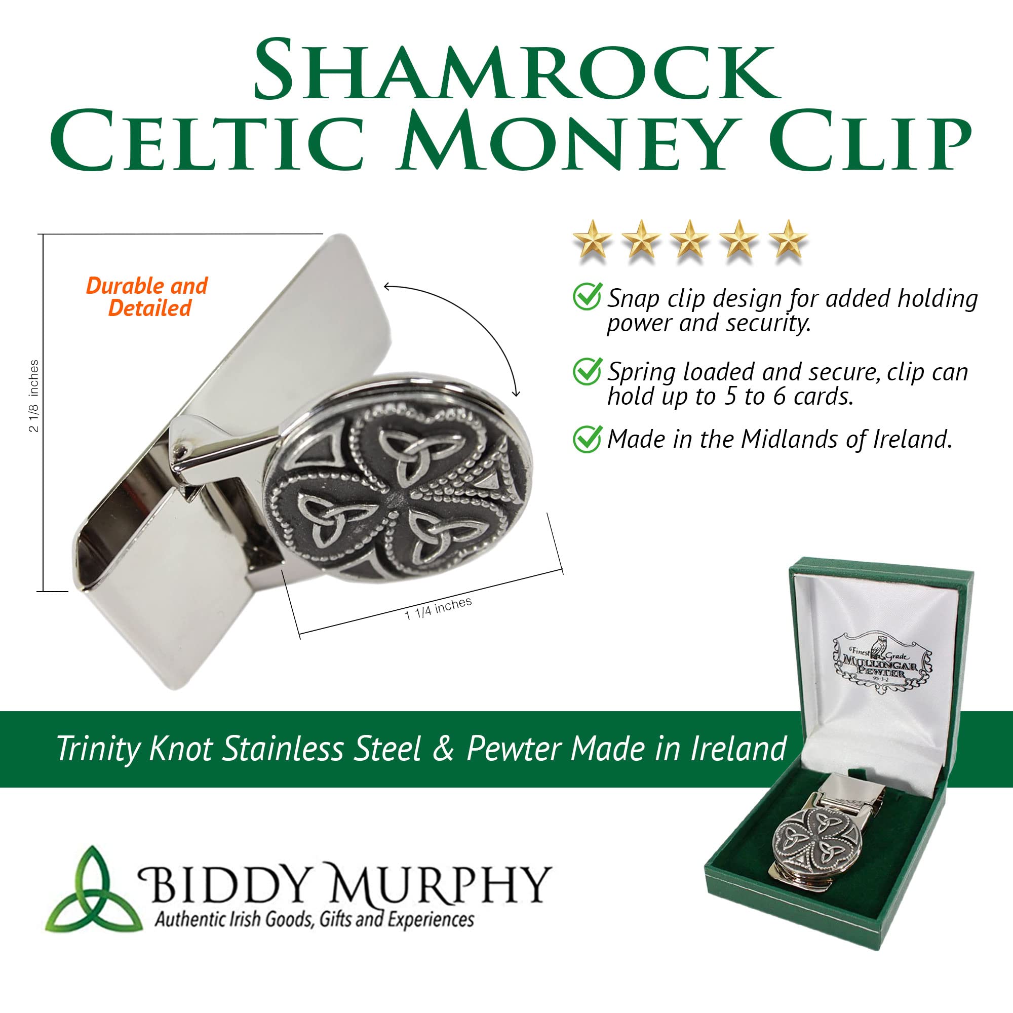 Irish Shamrock Trinity Money Clip: Stylish & Practical