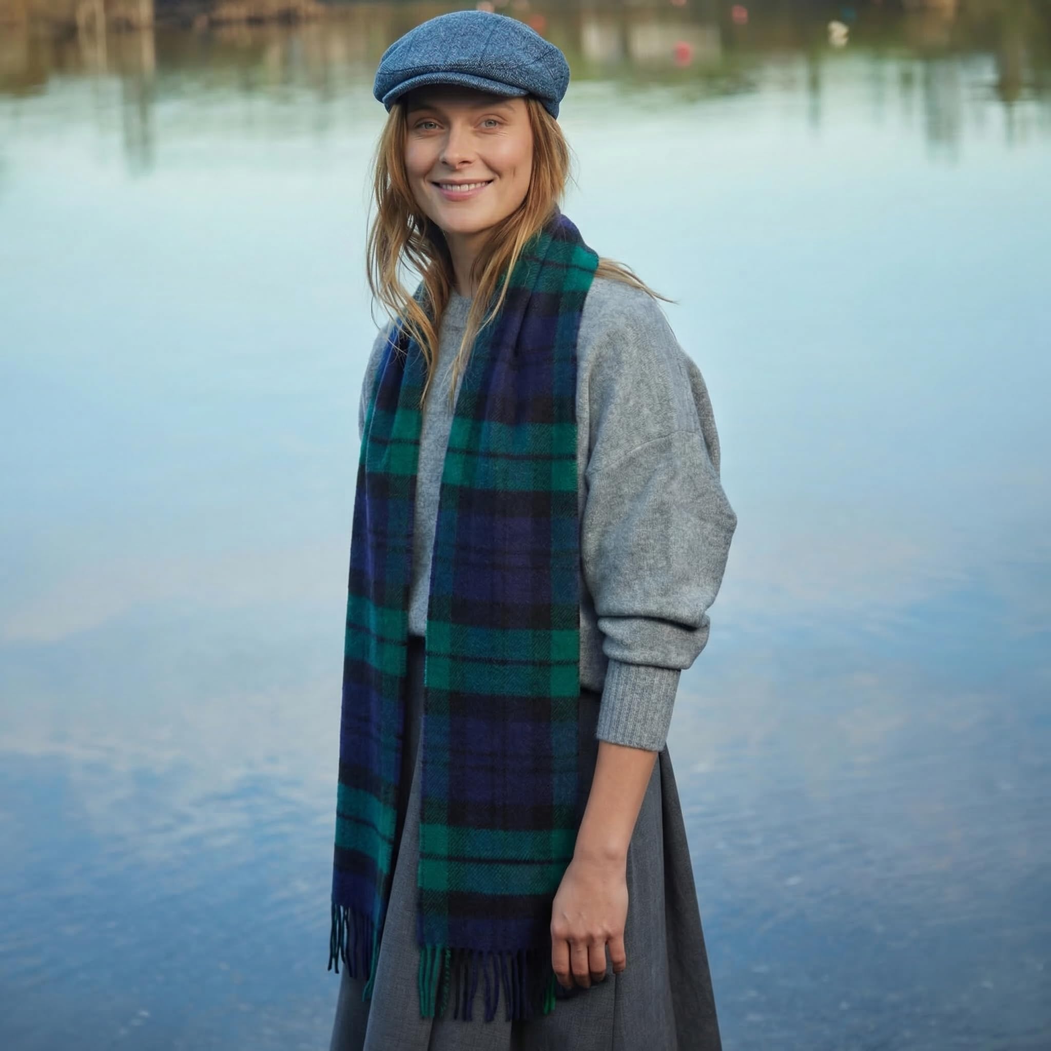 100% Irish Wool Scarf - Blackwatch Tartan Plaid, 9" x 78", Made in Ireland