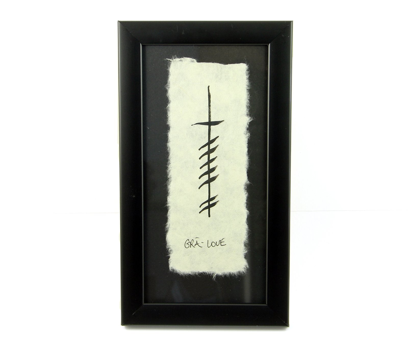 Irish Grá Love Ogham Wall Art – Hand Scripted Celtic Writing, Framed, Made in Ireland