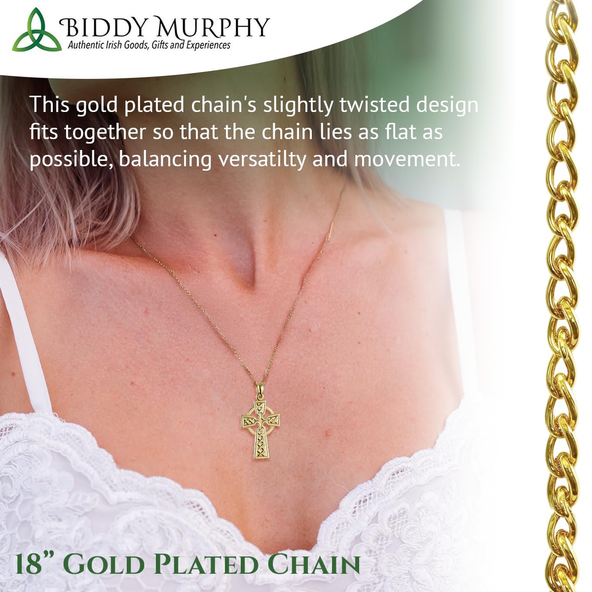 Gold-Plated Irish Celtic Cross Necklace