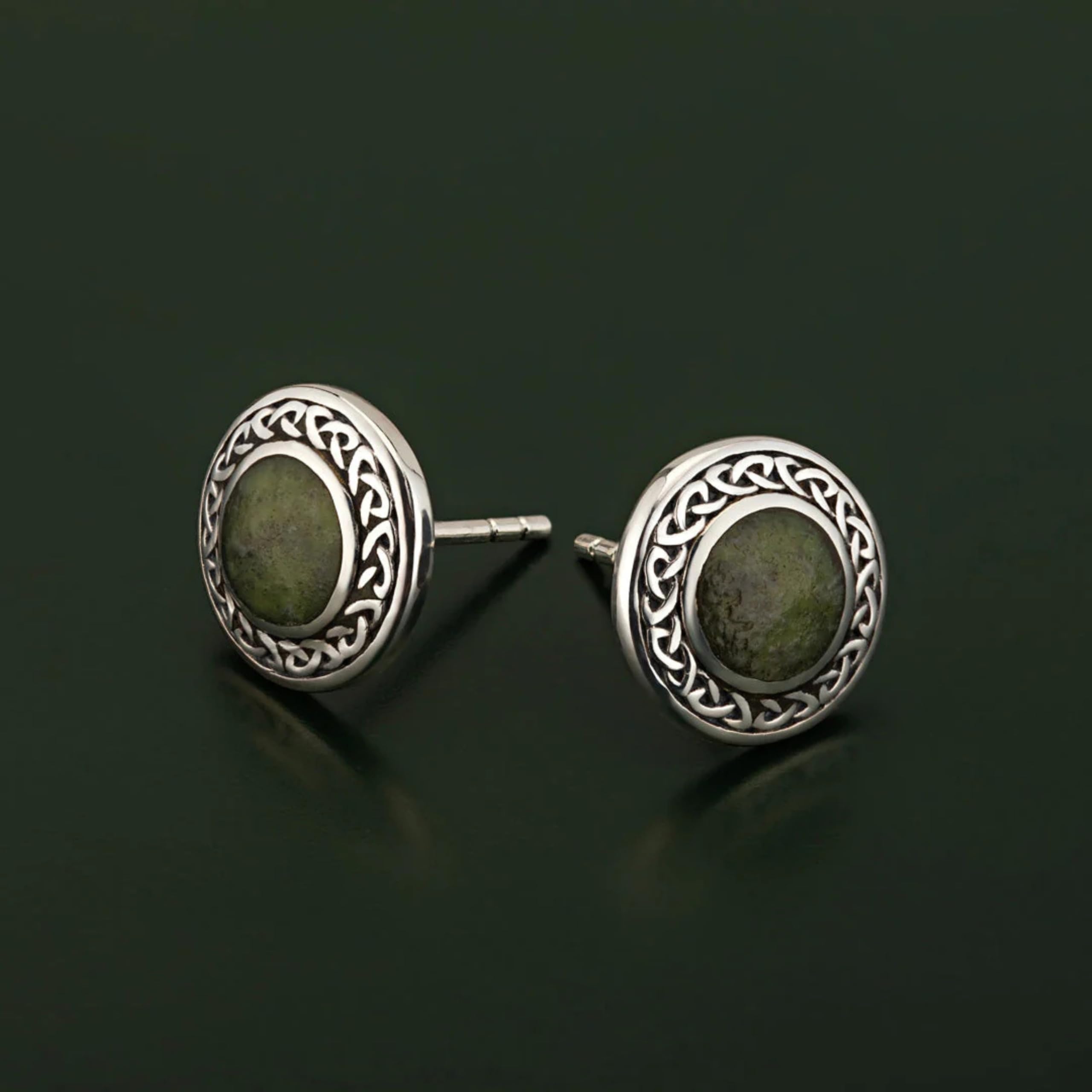 Sterling Silver Irish Connemara Marble Stud Earrings