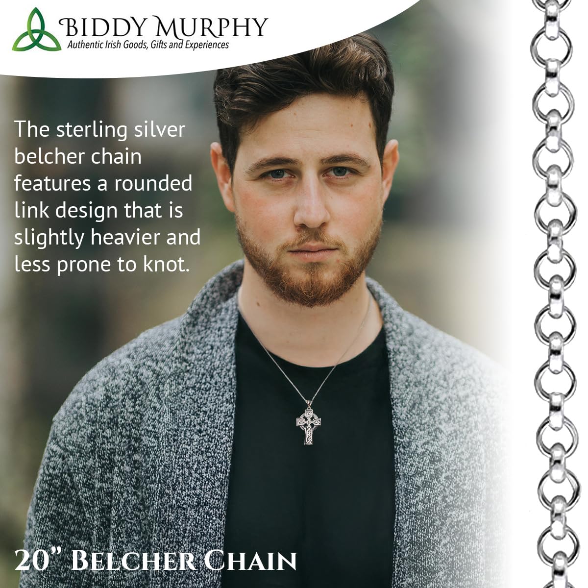Men's Two-Sided Sterling Silver Celtic Cross Necklace
