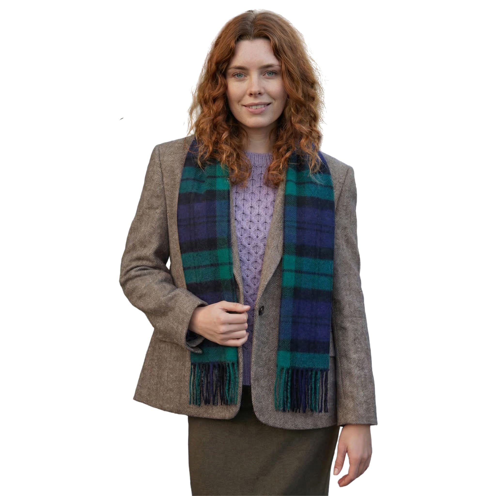 100% Irish Wool Scarf - Blackwatch Tartan Plaid, 12" x 60", Made in Ireland