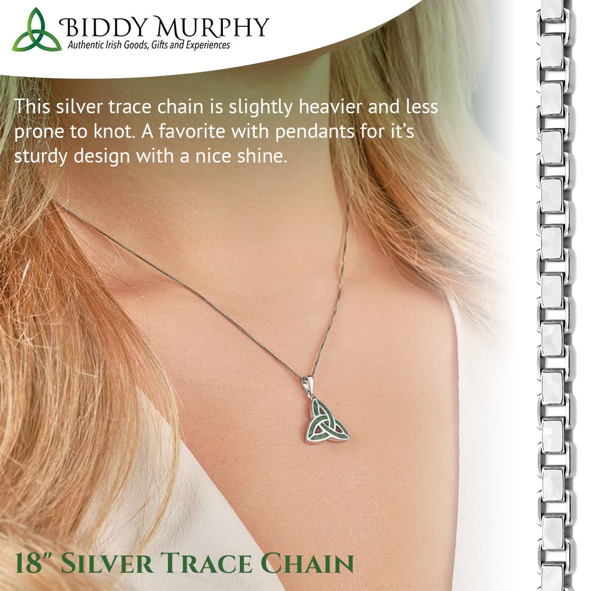 Connemara Marble Celtic Trinity Knot Pendant Necklace
