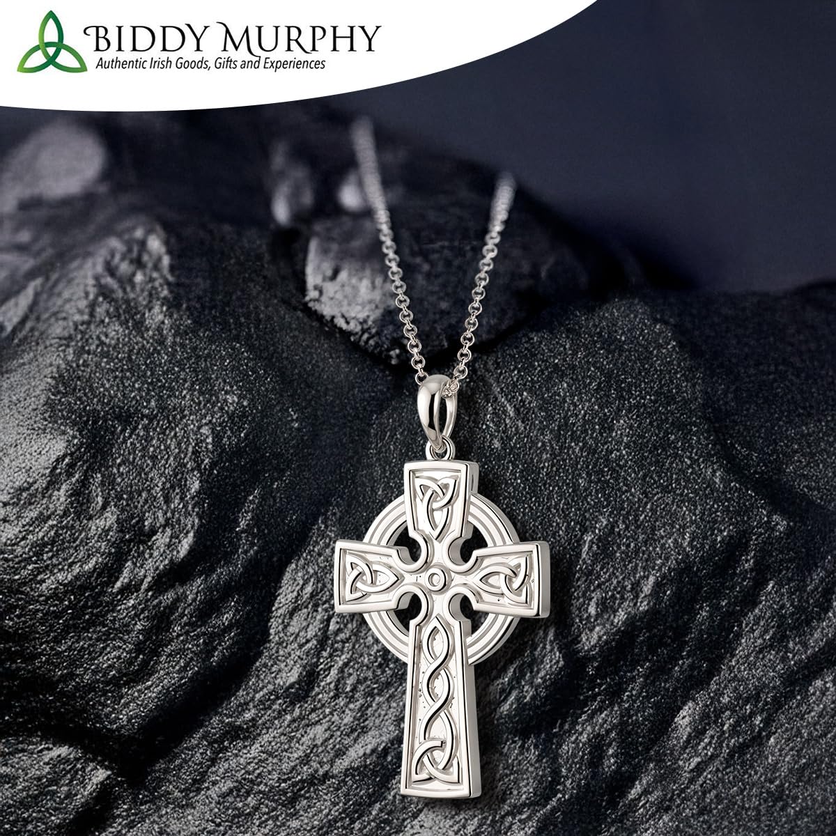 Men's Two-Sided Sterling Silver Celtic Cross Necklace