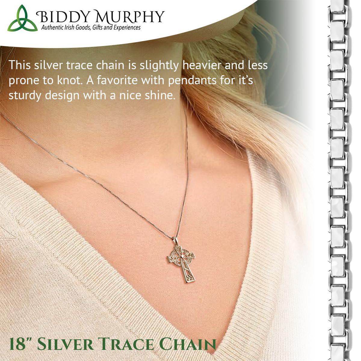 Sterling Silver Irish Filigree Celtic Cross Pendant Necklace