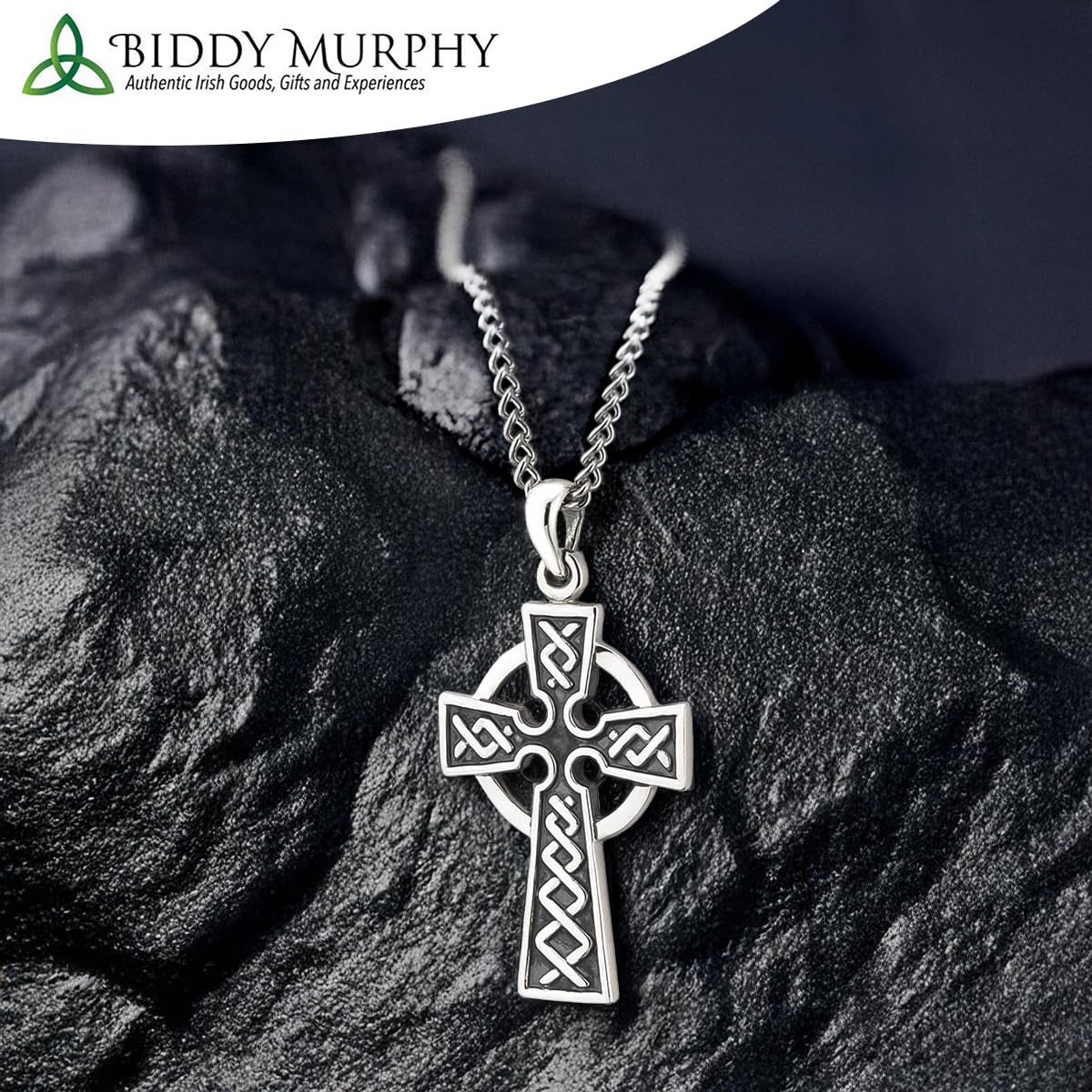 Irish Mens Celtic Cross Necklace: Unique Design in Sterling Silver