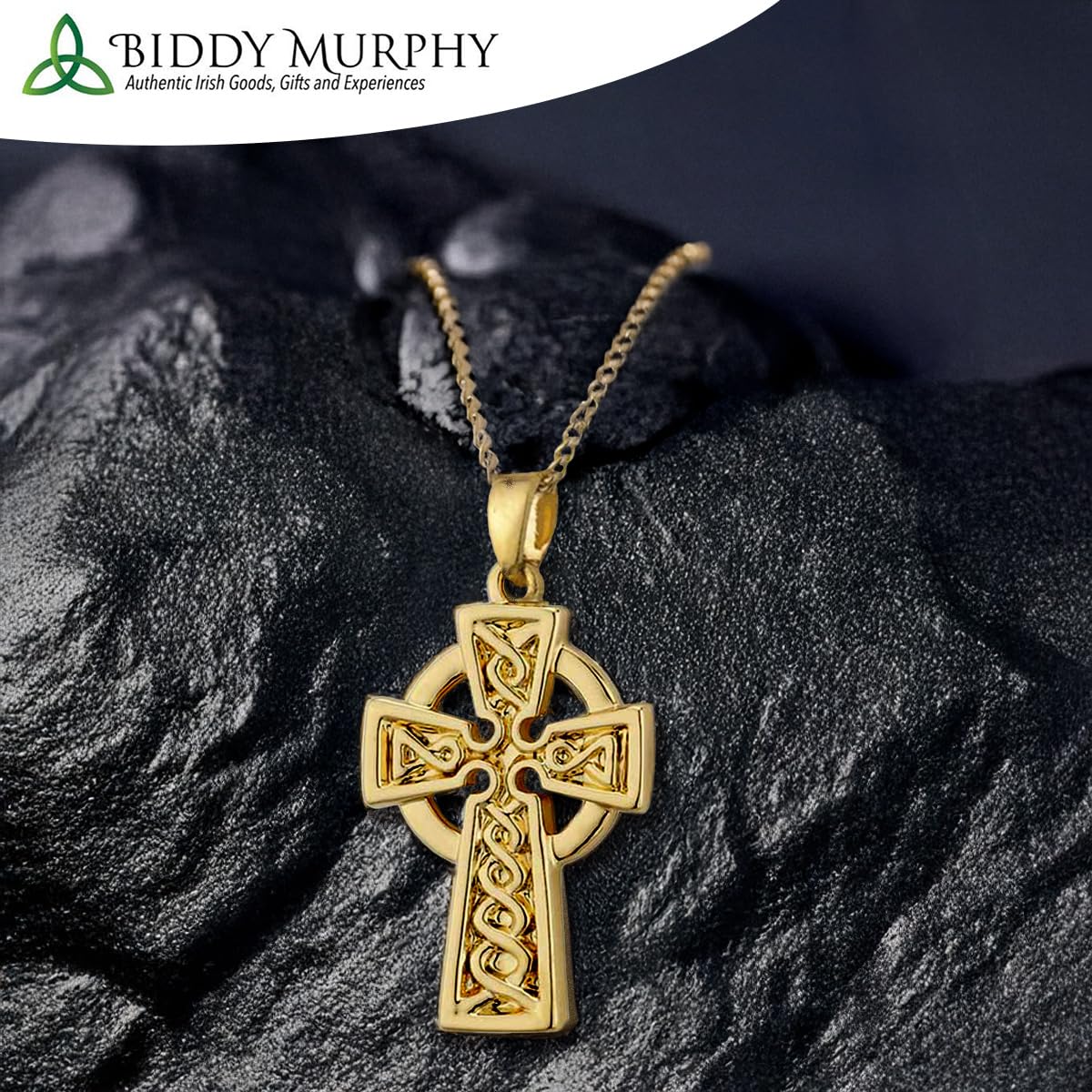 Gold-Plated Irish Celtic Cross Necklace