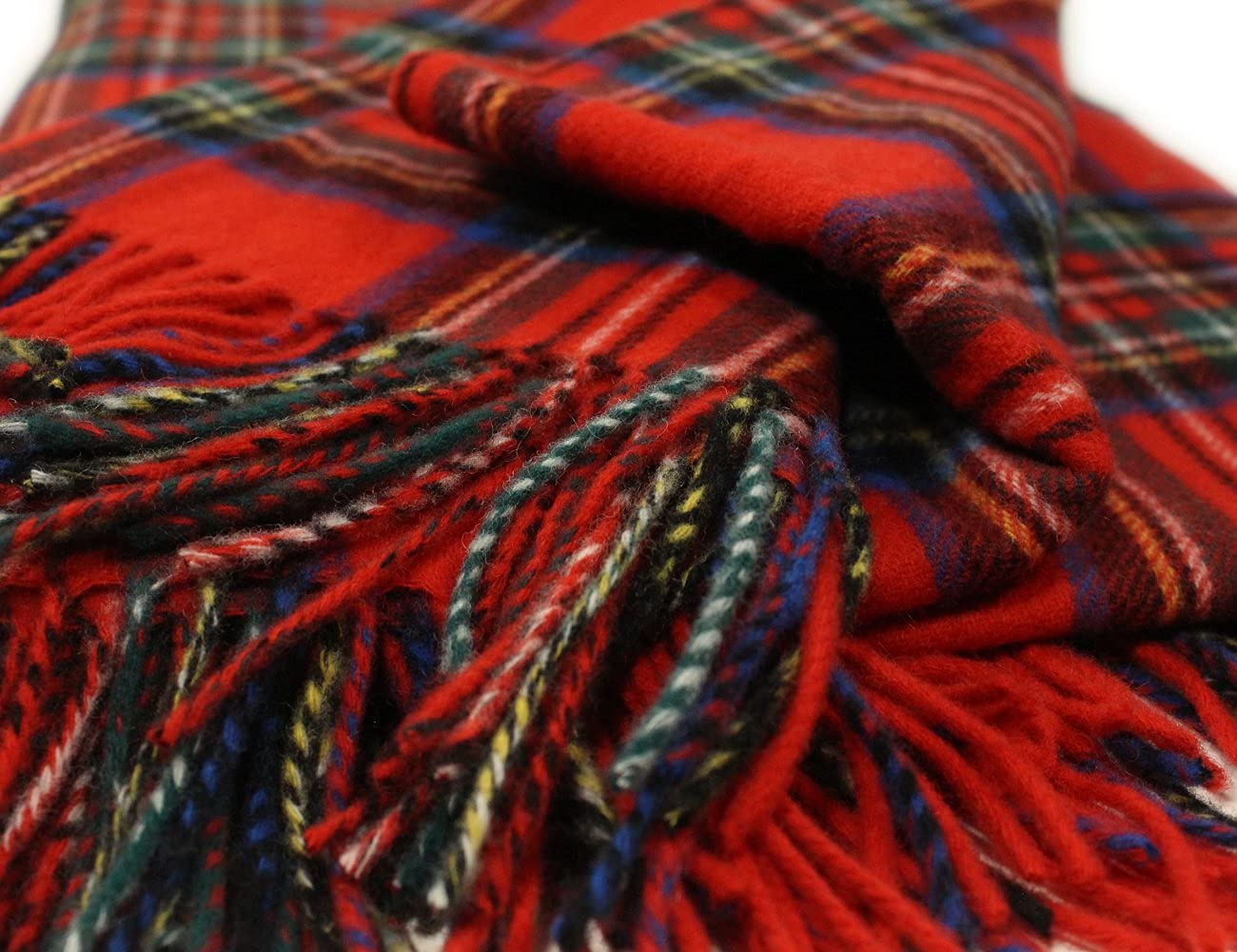100% Irish Wool Tartan Throw Blanket - Royal Stewart Red Plaid (54" x 71")