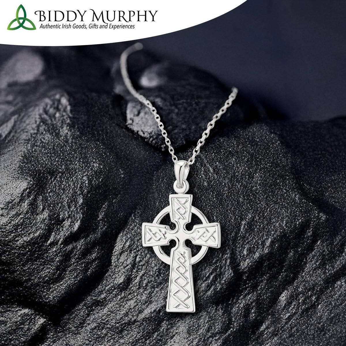 Irish Men's Silver Celtic Cross Necklace