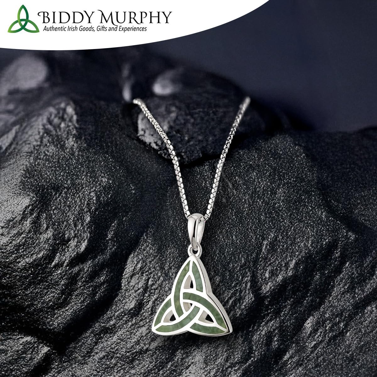 Connemara Marble Celtic Trinity Knot Pendant Necklace