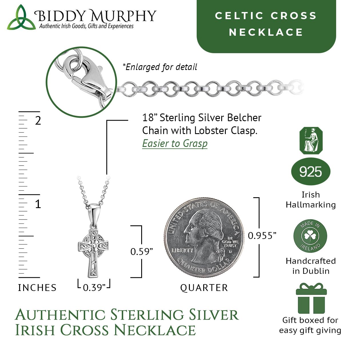 Sterling Silver Small Filigree Irish Celtic Cross Necklace