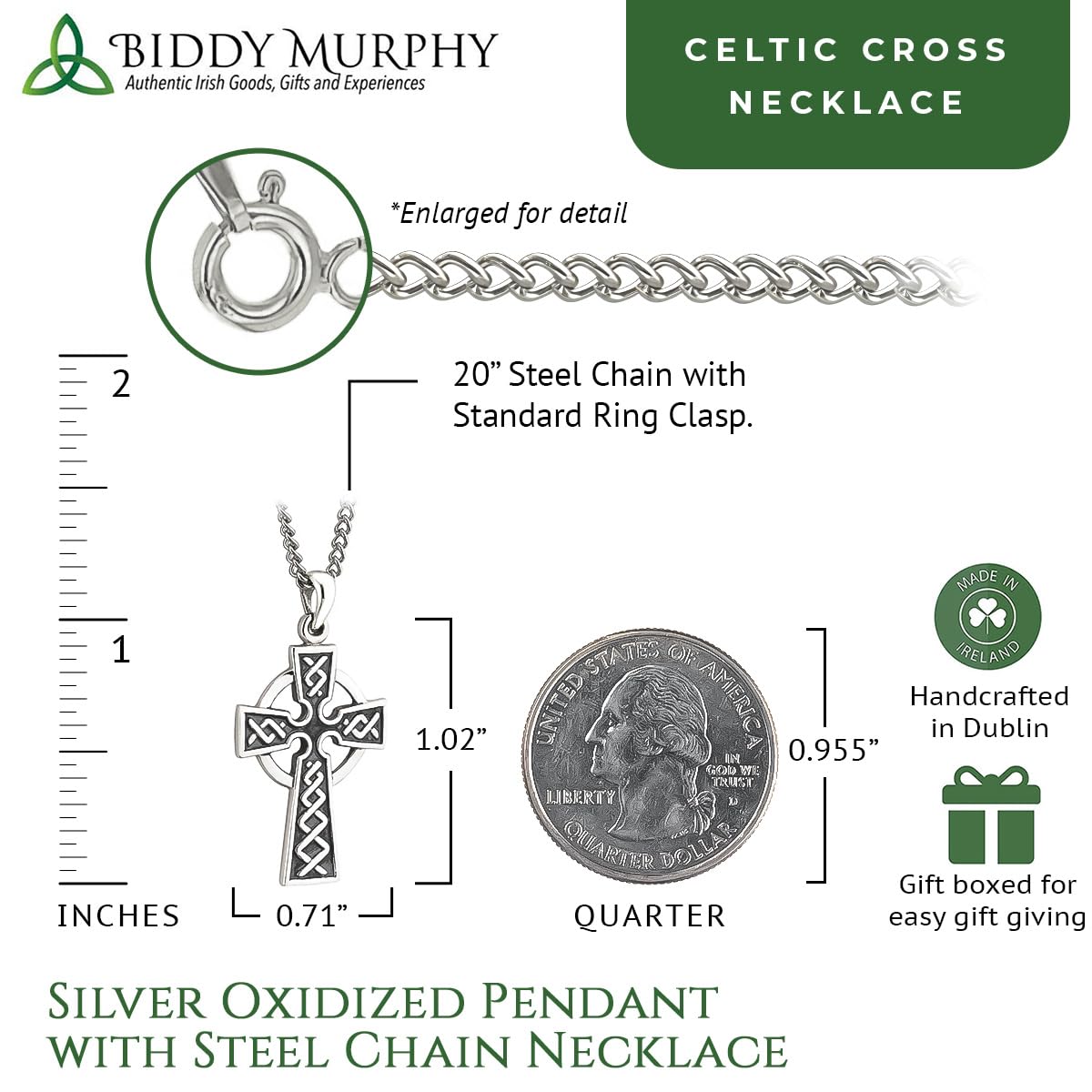 Irish Mens Celtic Cross Necklace: Unique Design in Sterling Silver