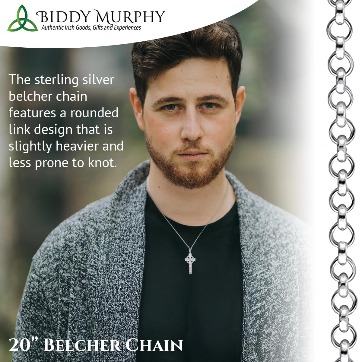 Sterling Silver Irish Celtic Cross Necklace - Large and Heavy