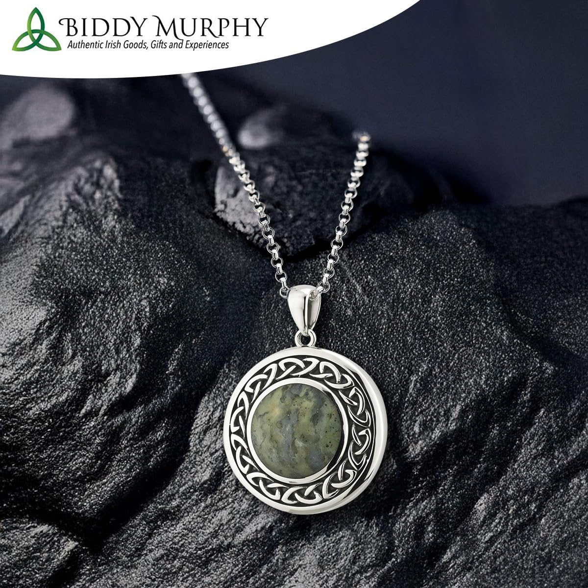 Connemara Marble Celtic Necklace: Sterling Silver, Ireland