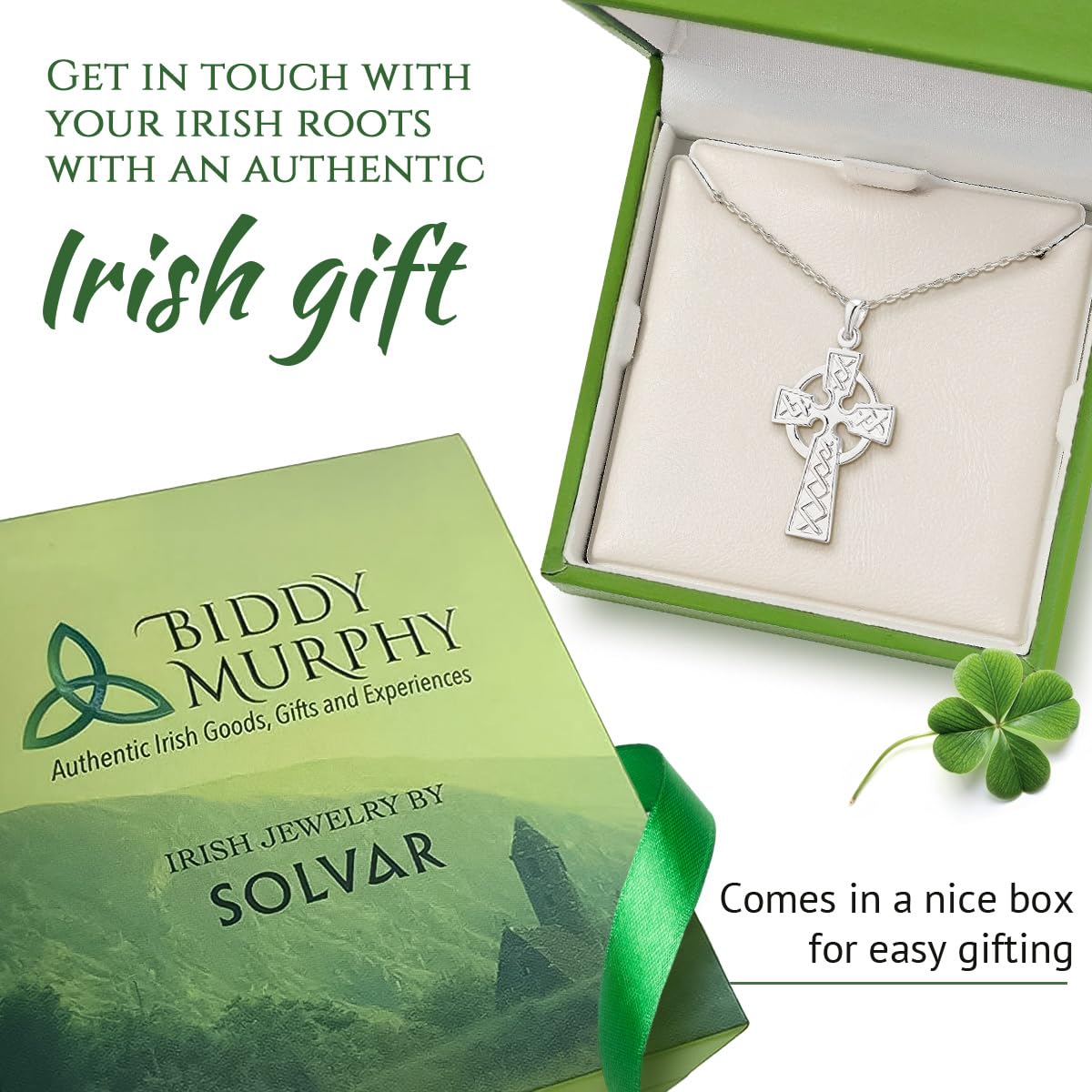 Irish Men's Silver Celtic Cross Necklace