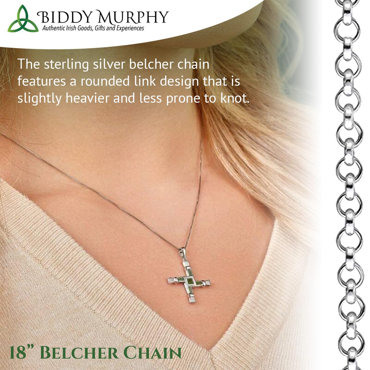 St. Brigid's Cross Pendant: Sterling Silver & Connemara Marble Necklace