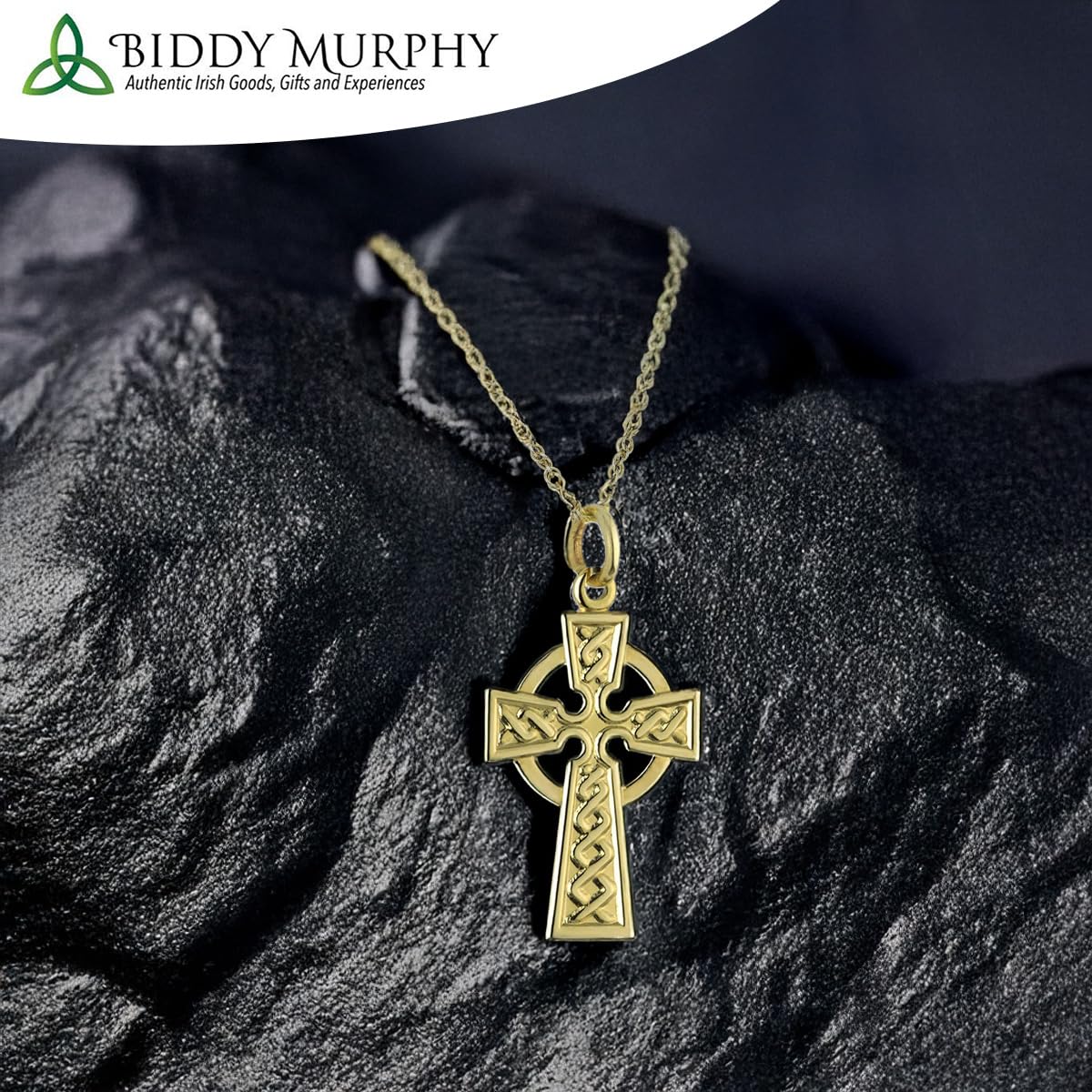 10K Gold Irish Small Celtic Cross Necklace
